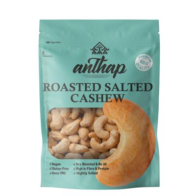 Anthap Roasted Cashew, Slightly Salted, Perfectly Roasted for Extra Crunch, Non GMO, Premium Quality Cashews, High in Protein & Healthy Fats, Rich & Buttery Flavor, 1kg