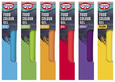 Dr. Oetker Rainbow Food Colouring Set of 6 Colours, Concentrated Gel Food Colouring, Easy to Use Squeezy Tubes, Transform Plain Cakes Into Bright, Eye-Catching Creations.