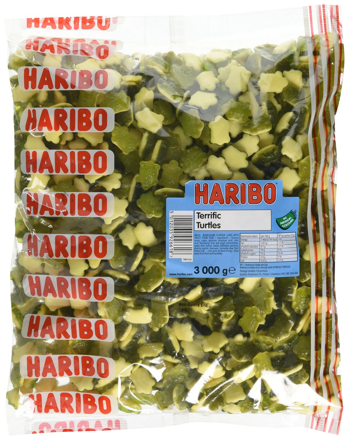 HARIBO Terrific Turtles - Fruity and Chewy Gummy Sweets - 3kg Bulk Bag