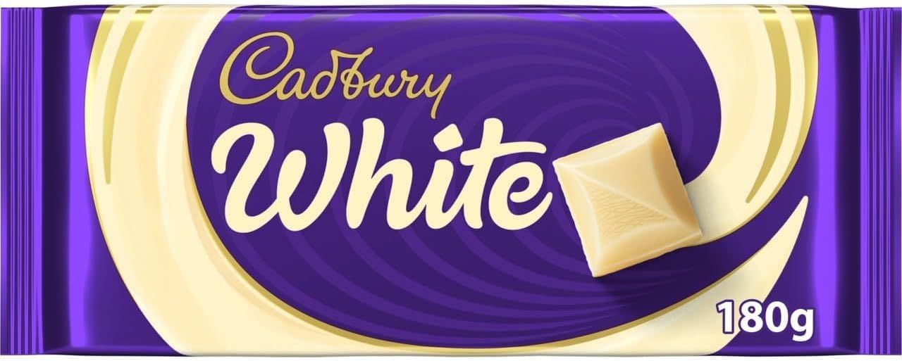 Cadbury White Chocolate Bar, Creamy White Chocolate Treat for Snacking, Sharing &amp; Gifting 180 g