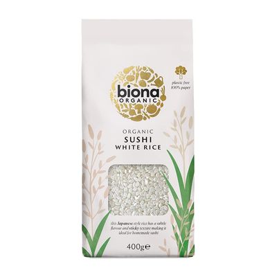 Biona Organic Sushi Rice - Short Grain White Sushi Rice - Japanese Style, Sticky Texture - Ideal for Homemade Sushi, Stir Frys & Poke Bowls - Non GMO, Vegan - Plastic Free