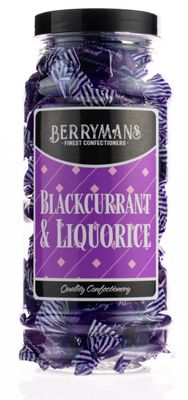 Original Blackcurrant &amp; Liquorice Retro Boiled Sweets Gift Jar By Berrymans Sweet Shop - Classic Sweets, Traditional Taste.