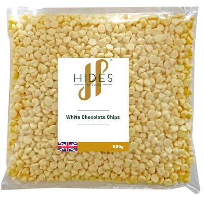 Hides Fine Foods - White Chocolate Chips -500g - GMO - Free - Suitable for Vegetarians - Baking - Desserts - Cookies - Ganache - Muffins - Cakesicles - Cakes - Cupcakes -Tempering - Chocolate Mocha Hides Fine Foods - White Chocolate Chips -500g - GMO - Free - Suitable for Vegetarians - Baking - Desserts - Cookies - Ganache - Muffins - Cakesicles - Cakes - Cupcakes -Tempering - Chocolate Mocha