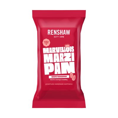 RENSHAW Ready Rolled White Marzipan Disc For 8 Cake, Marzipan for Cakes, Ready Rolled Marzipan - WHITE 500g