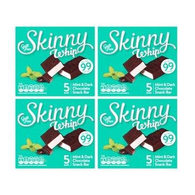 New Skinny Whip Snack bars less than 99 Calories 5 Variations Multi-Pack (Mint &amp; Dark Chocolate, 4 Boxes)