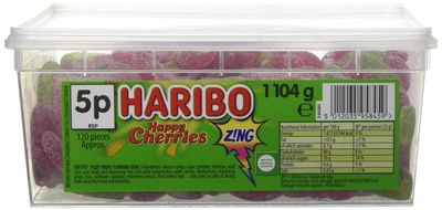 Haribo sour Cherries, 0.72kg, 120 Pieces Per Tub
