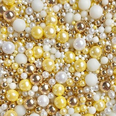 Yellow sprinkles for cakes yellow lemon gold white cupcake edible metallic pearls toppers sprinkle mix blend pastel summer easter Mother's Day decoration baking biscuits cake topper DAFFODIL