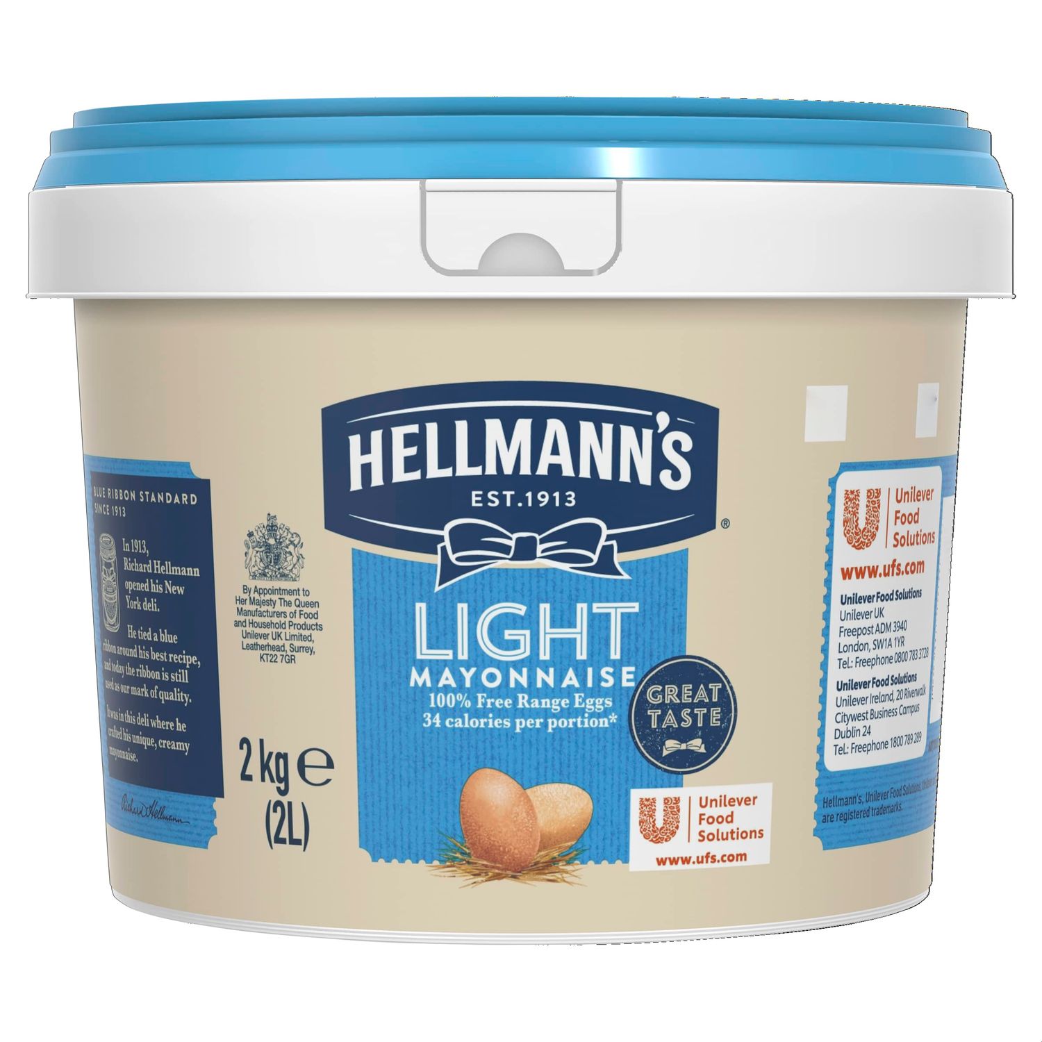 Hellmann's Light Mayonnaise, Catering Mayonnaise, Bulk buy food, 2 Litre Tub