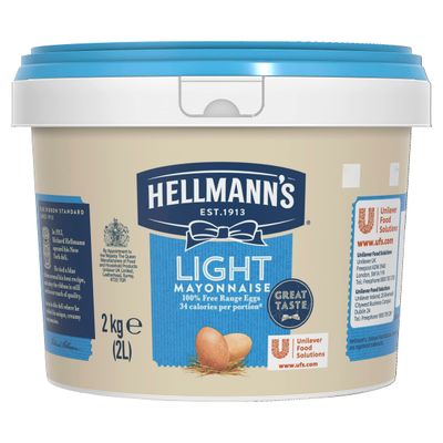 Hellmann's Light Mayonnaise, Catering Mayonnaise, Bulk buy food, 2 Litre Tub