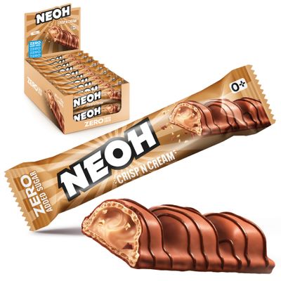 NEOH Zero Sugar Crisp and Cream - Milk-hazelnut cream and cocoa coating Vegetarian &amp; Low Carb 3g net carbs per serving The healthy alternative (20 pack, Crisp n Cream)