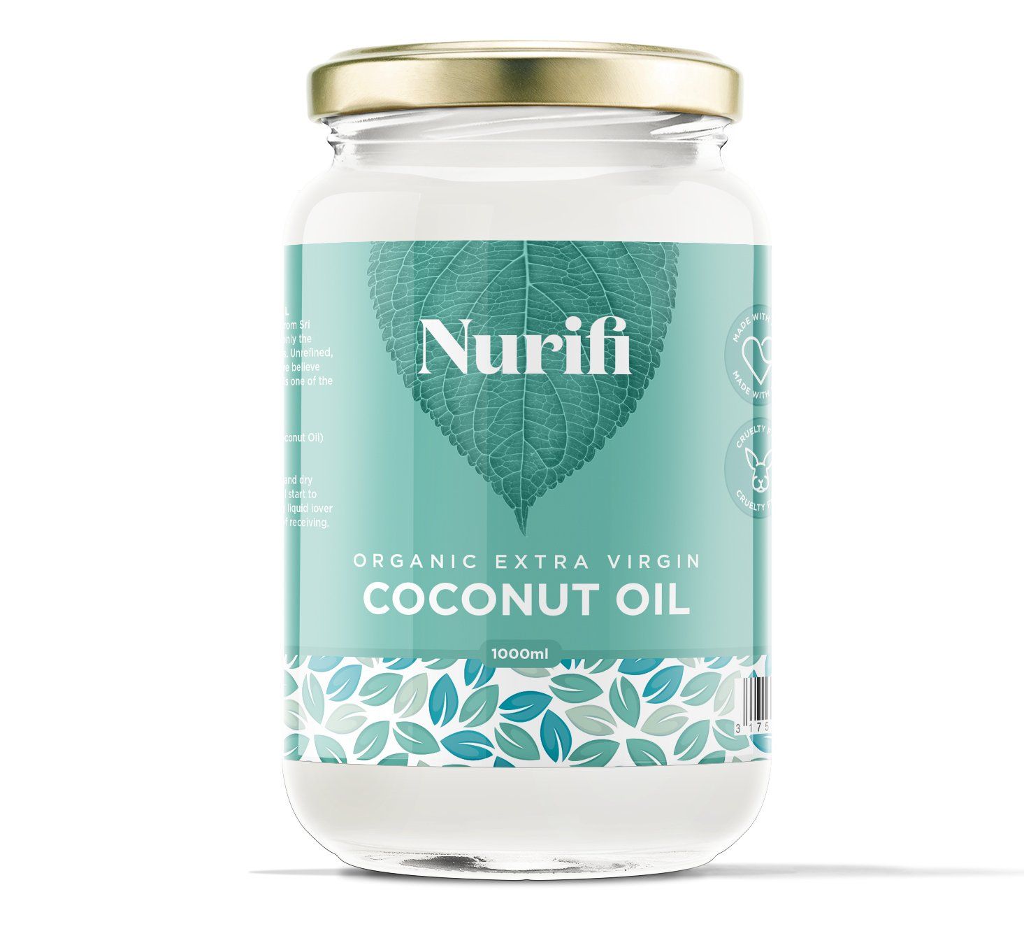 1L Organic Extra Virgin Coconut Oil - Pure, Raw &amp; Cold Pressed - Suitable for Cooking, Baking, Haircare &amp; Skincare