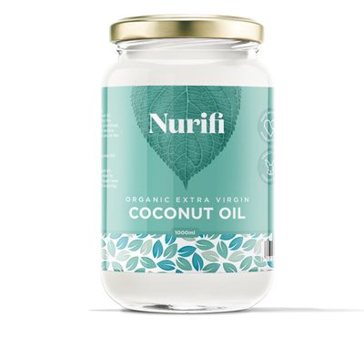 1L Organic Extra Virgin Coconut Oil - Pure, Raw &amp; Cold Pressed - Suitable for Cooking, Baking, Haircare &amp; Skincare