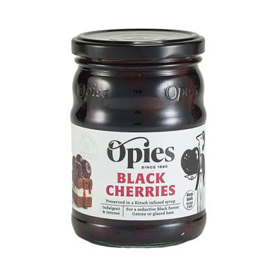 Opies Black Cherries &amp; Kirsch 390g