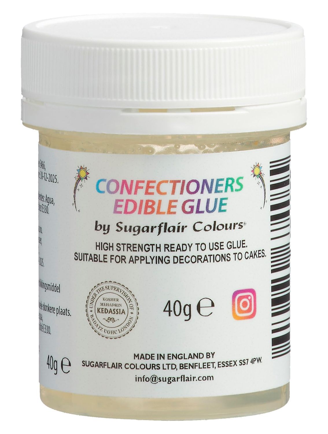 Sugarflair Edible Glue, High Strength Ready to Use Edible Glue for Cake Decorating, Sugar Craft, Baking Model Flowers and Animals etc - 40g