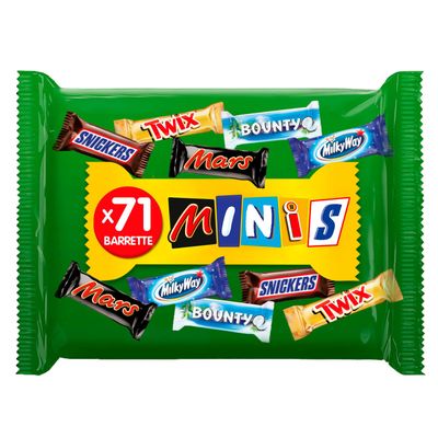 Snickers, Mars, Twix und weitere Mini Schokoriegel Großpackung Schokolade Party Mix 71 Riegel 1 x 1,4kg
