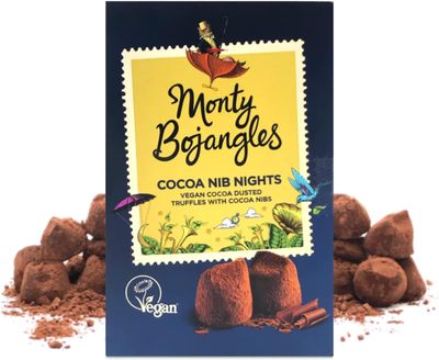Monty Bojangles Vegan Cocoa Dusted Truffles Cocoa Nib Nights Chocolate Truffles in Gift Box, 180g