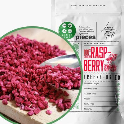 Freeze Dried Raspberry Pieces Pure Premium Dried Raspberries Real Food Fruit Bits Instead of Raspberry Flavouring or Frozen Berry Powder Raw Vegan Freeze Dried Raspberry Crumb ZingyZoo (100g)