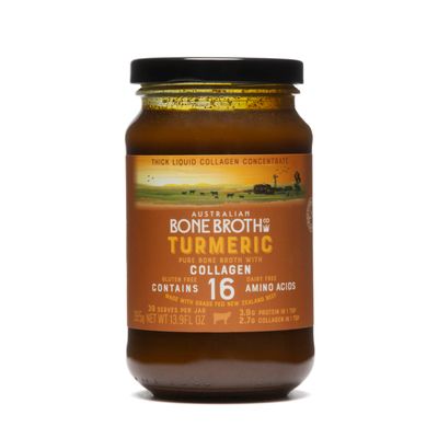 ABBCo Turmeric Beef Bone Broth Concentrate with Ginger, Black Pepper - Healthy Digestive Beverage Boosting Bone and Joint Health - Halal Collagen Protein Enriched