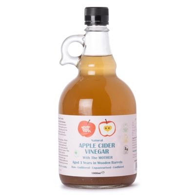 Wholefood Earth Apple Cider Vinegar 1 x 1L - with "Mother" - Raw - Unpasturised - Unfiltered - GMO Free