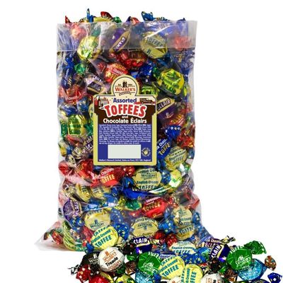 Walker s Nonsuch Assorted Toffee &amp; Chocolate Eclairs 500g Bag - Traditional British Toffee Sweets, Creamy Caramel &amp; Chocolate Treats