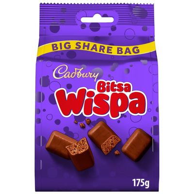 Cadbury Bitsa Wispa, Milk Chocolate Wispa Bites Pouch, Big Share Bag 175 g (Pack of 1)