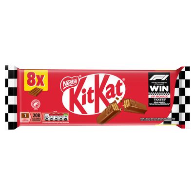 KitKat F1 4 Finger Milk Chocolate Biscuit Bar 8 Pack Multipack 332g, 8 Bars x 41.5g