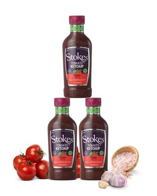 Stokes Real Tomato Ketchup 3PK SQUEEZY, Rich & Vibrant Tomato Sauce, Perfect Red Sauce For Full English Breakfast, Award Winning Ketchup, Thick Tomato Sauce Ketchup With Juicy Mediterranean Tomatoes