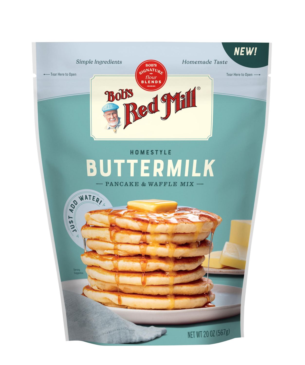 Bob's Red Mill Signature Buttermilk Pancake Mix, 567g - Just Add Water, Makes 32-40 Pancakes per Bag