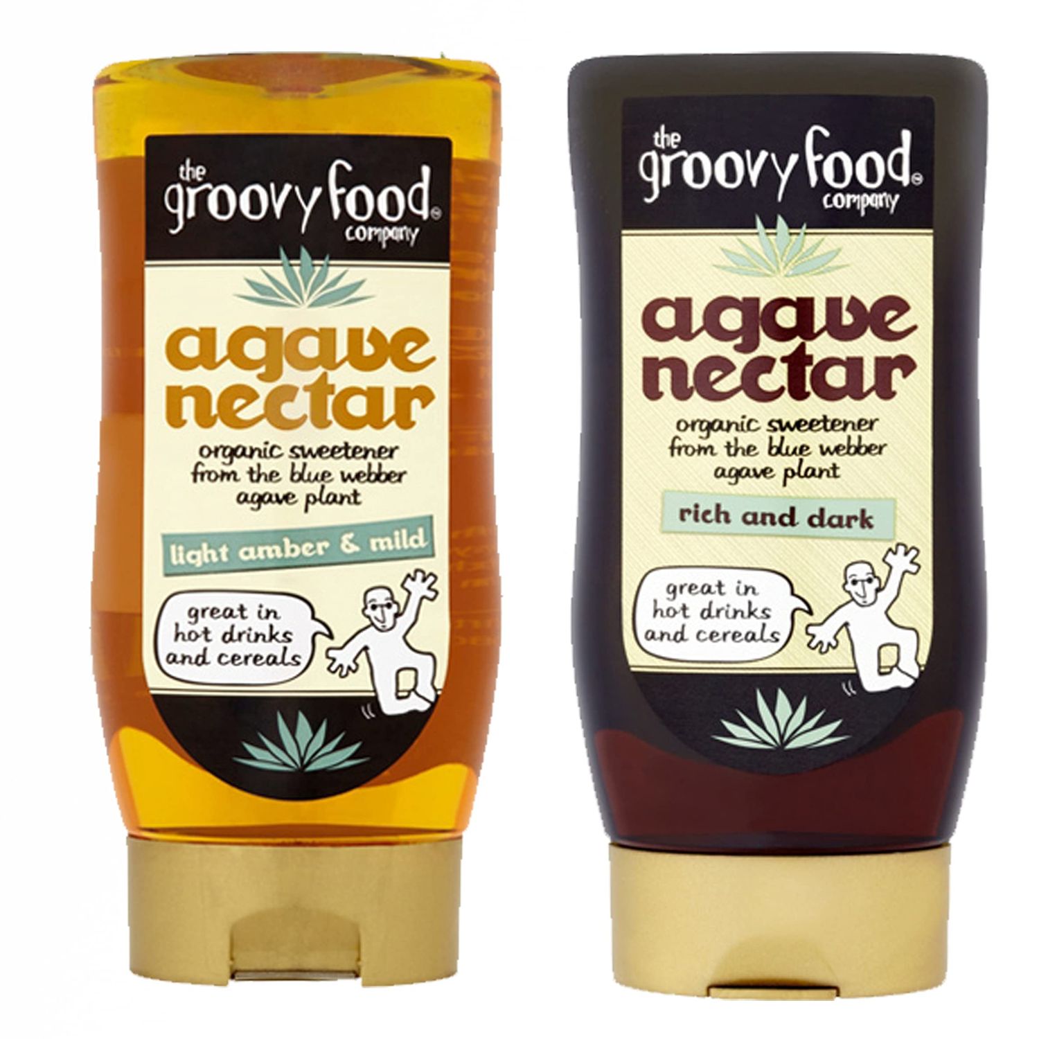 Groovy Food Co. Premium Agave Nectar 1x Light &amp; Mild 250ml 1x Rich and Dark 250ml Pack of 2
