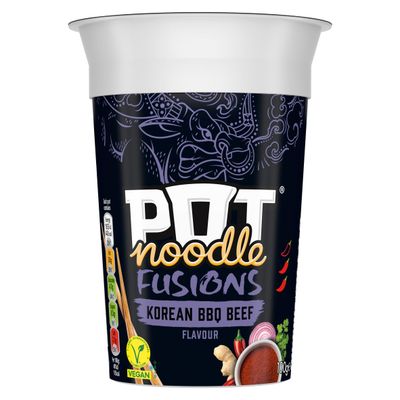 Pot Noodle Fusions Korean BBQ Beef Instant Snack vegan quick to make noodles 8x 100 g