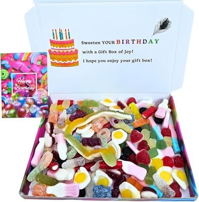 Happy Birthday Pick & Mix Sweets Gift Box 12 Assorted mix, Retro Sweets with Birthday Card Gift for Men, Women, and Kids Letterbox friendly pick and mix Sweet Treat