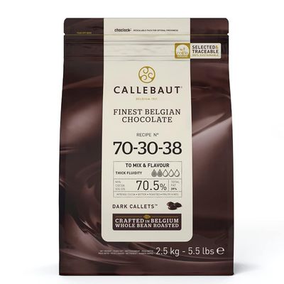 Callebaut 70-30-38 Finest Belgian Dark Chocolate Couverture Callets 70.5% Cocoa 2.5kg