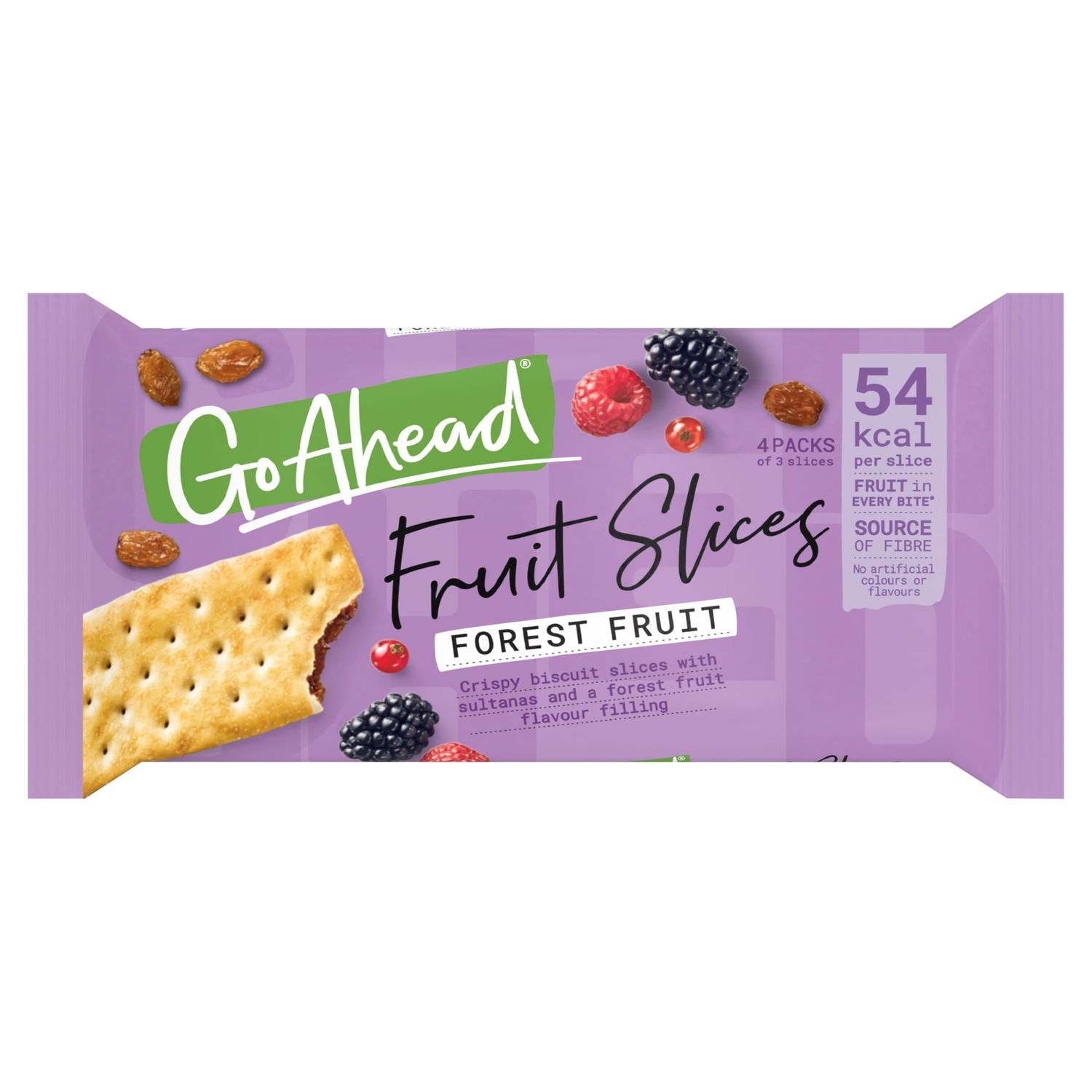 Go Ahead Forest Fruit Crispy Fruit Slice 4 Snack Bars, 174 g (1 Pack of 4 Bars)