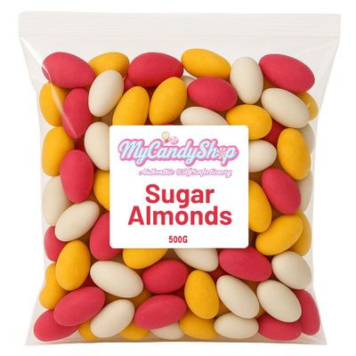 MyCandyShop Sugared Almonds 500g - Traditional Retro Sweets in Bulk Cheap - Halal, Vegan Friendly Sugared Almonds for Weddings, Celebrations &amp; Gifts - UK-Made