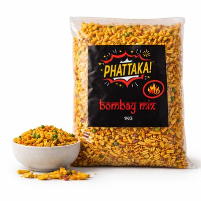 Phattaka Bombay Mix - Traditional Indian Savoury Snack, Bold Spices, Crunchy Sev, Peanut Rich, Authentic Street Style, 1KG Value Bag