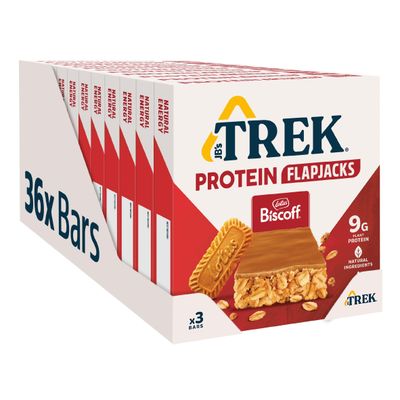JB's TREK High Protein Flapjack Biscoff - Plant Based - Vegan Snack - 50 g x 36 bars