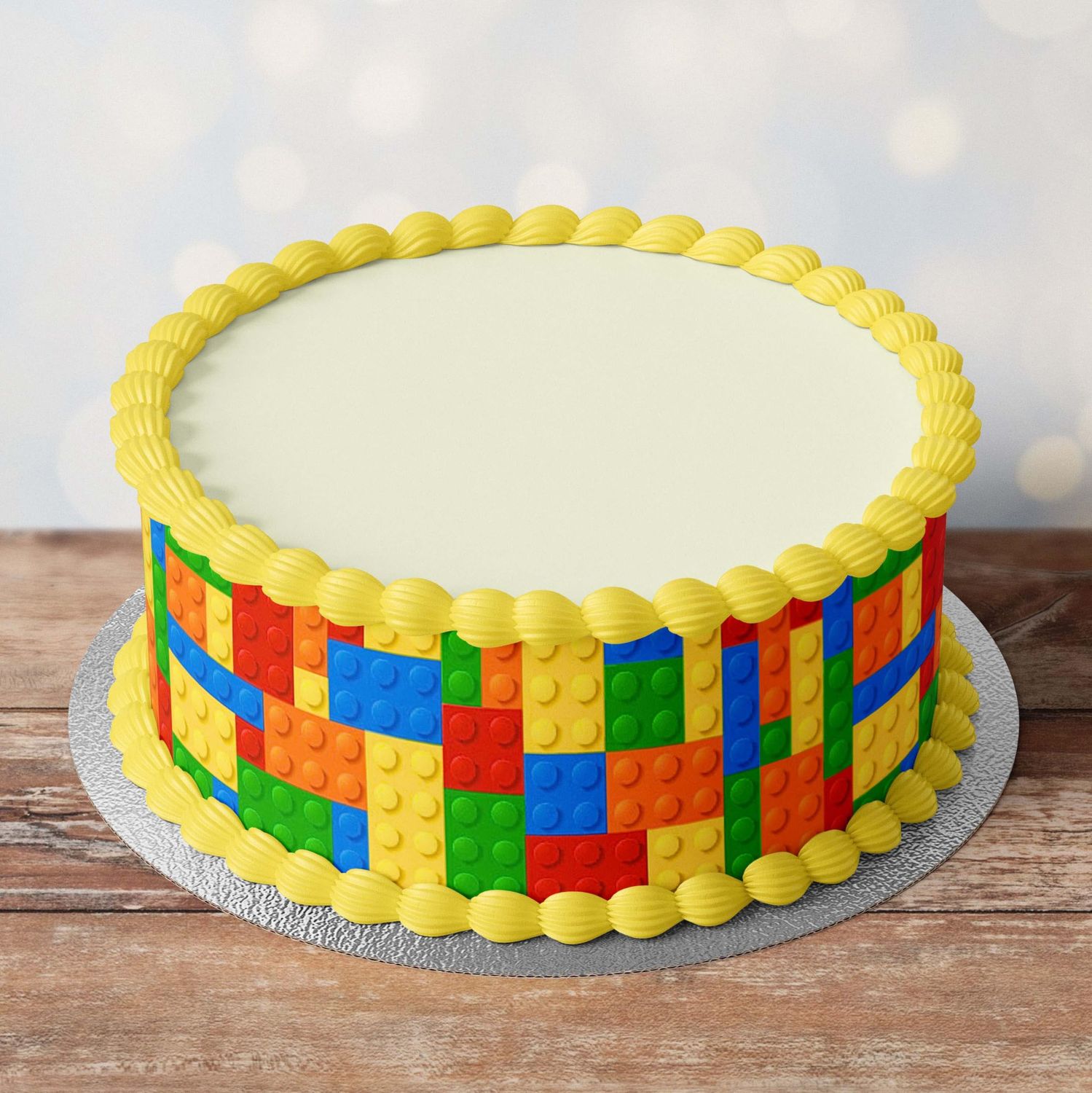 Edible Pre-Cut Coloured Bricks Border Ribbon Cake Wrap x 3 Fondant Cake Topper Decoration - Ideal For Decorating Your Cakes And Easy To Use