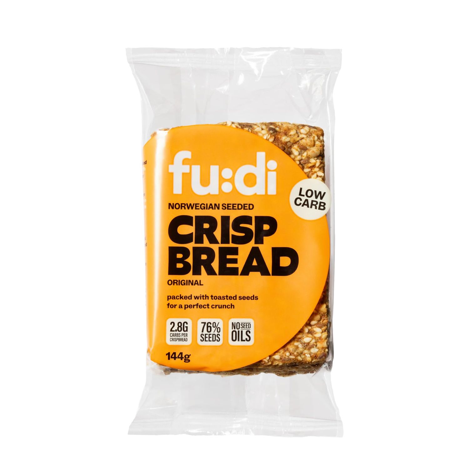 fu:di Norwegian Seeded Crispbread - Keto Crackers Made With 76% Seeds - Low Carb, High Fibre, Source of Protein, No Added Sugar, No Seed Oils - Pumpkin, Sunflower &amp; Sesame Seed Biscuits (144g)