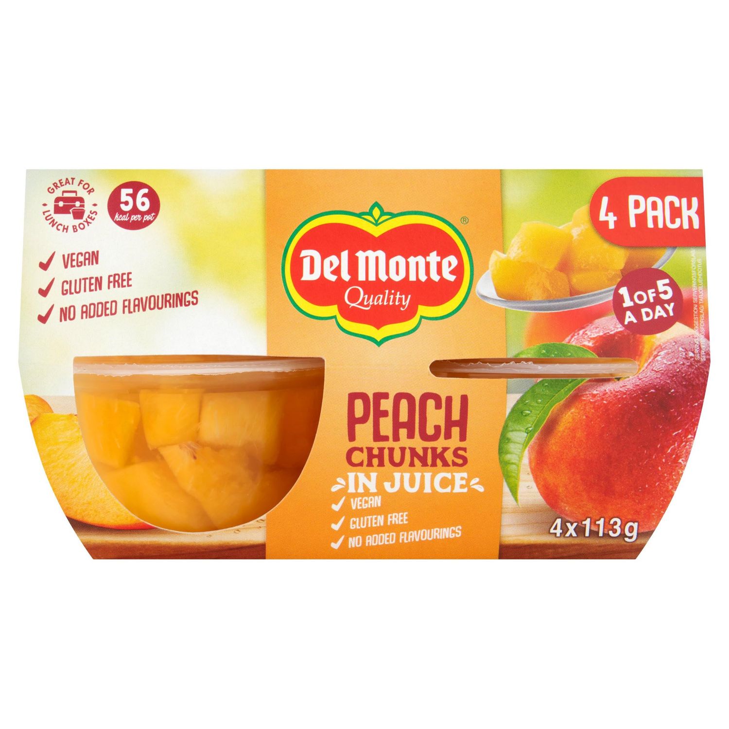 Del Monte Peach Chunks in Juice Fruit Pot 12 x 113g