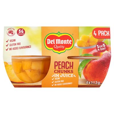 Del Monte Peach Chunks in Juice Fruit Pot 12 x 113g