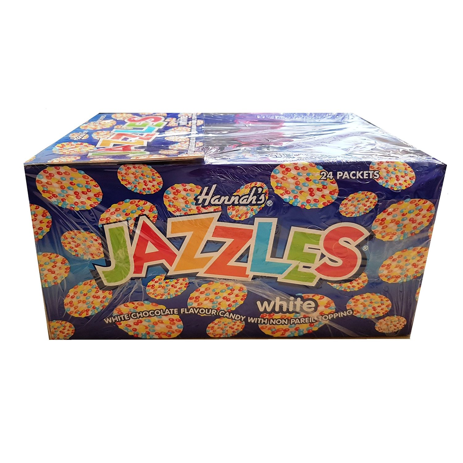 White Chocolate Hannah's Jazzles Jazzies - Candy Buttons Sweets 40g (Pack of 24)