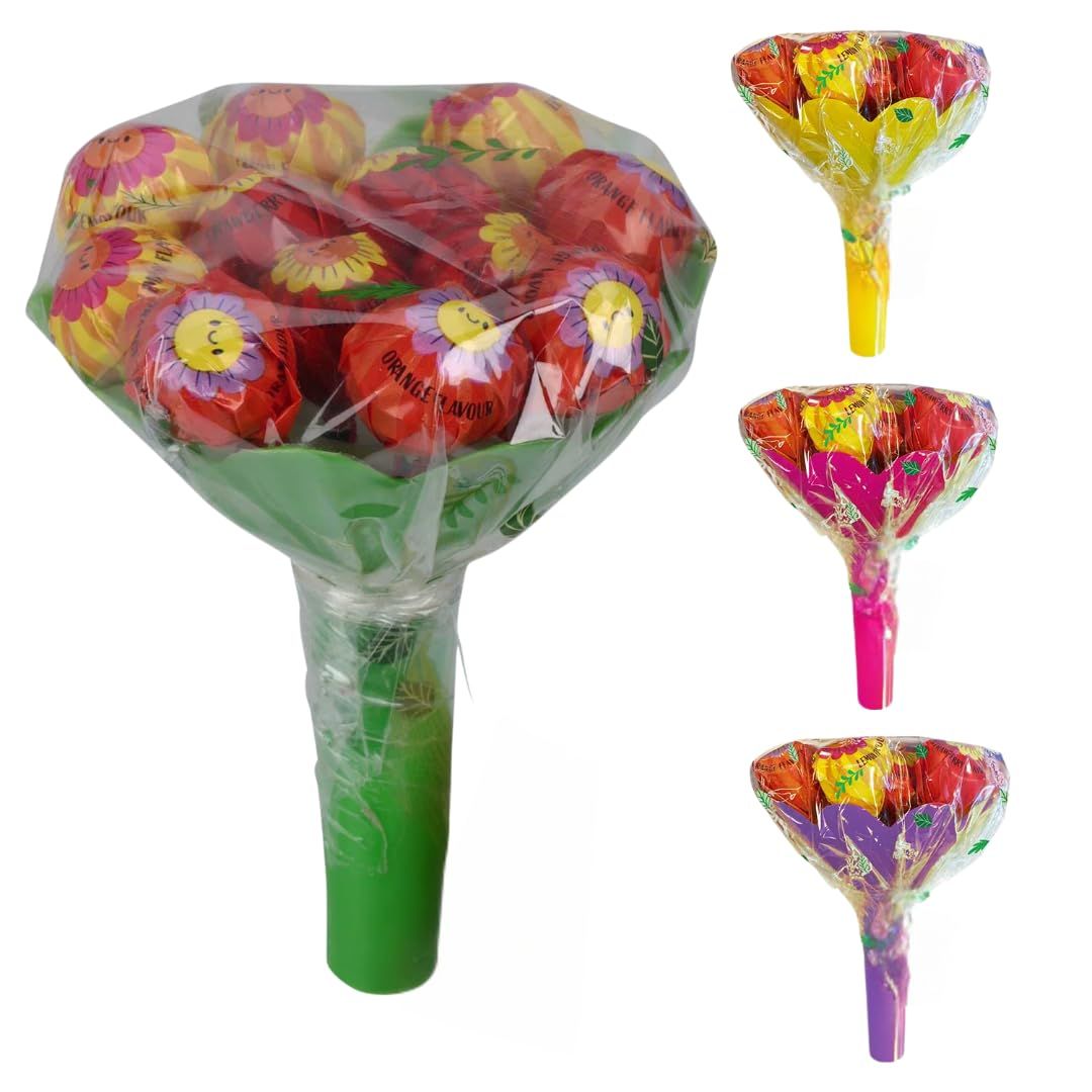 Gifts For Kids - Lollipop Flower Bouquet, Kids Gifts Sweet Rose Candy, 12 Lollipops In 3 Flavours Gift For Boys, Girls, Children Fun Present For Boys, Girls