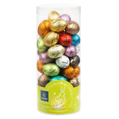 Leonidas Easter Mini Eggs Cello Tube with 45 Mini Easter Eggs - Belgian Assorted Milk, Dark & White Chocolate Mini Eggs with Praline, Ganache & Caramel Fillings