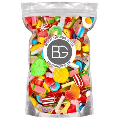 BG Mixed Quality Pick and Mix Sweets, Retro Candy Assortment Fizzy &amp; Non-Fizzy Sweeties - 800g Share Pouch