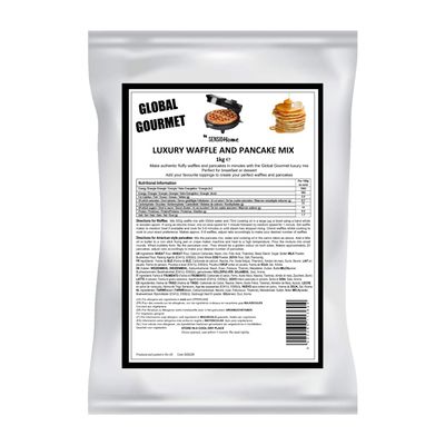 Global Gourmet Luxury Belgian Style Waffle &amp; Pancake Mix 1KG - For Belgian &amp; Liege Waffles Quick &amp; Delicious Value Size