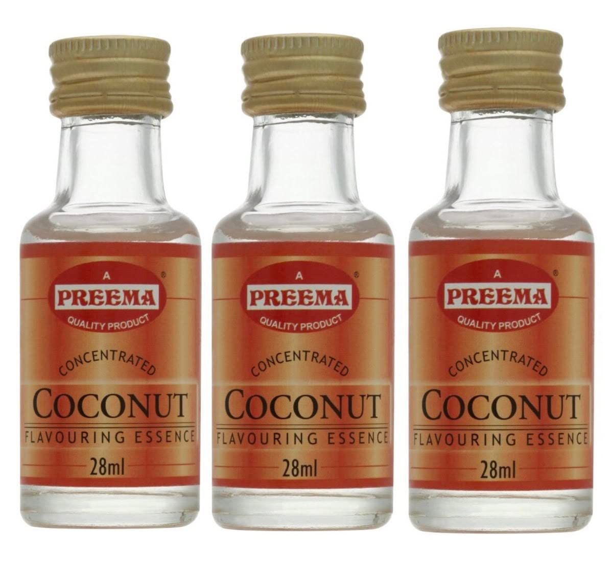 Coconut Flavouring Essence 3X28ml - Preema - Aromatic Food Flavouring for Baking Cakes, Cookies, Icings, Desserts, and Drinks - Tropical Flavour