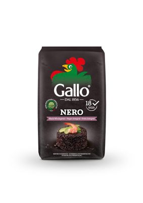 Riso Gallo Nero, Vegan Black Wholegrain Rice, Premium Gourmet Quality with Rich &amp; Nutritious Whole Grain, 500 g (Pack of 1)