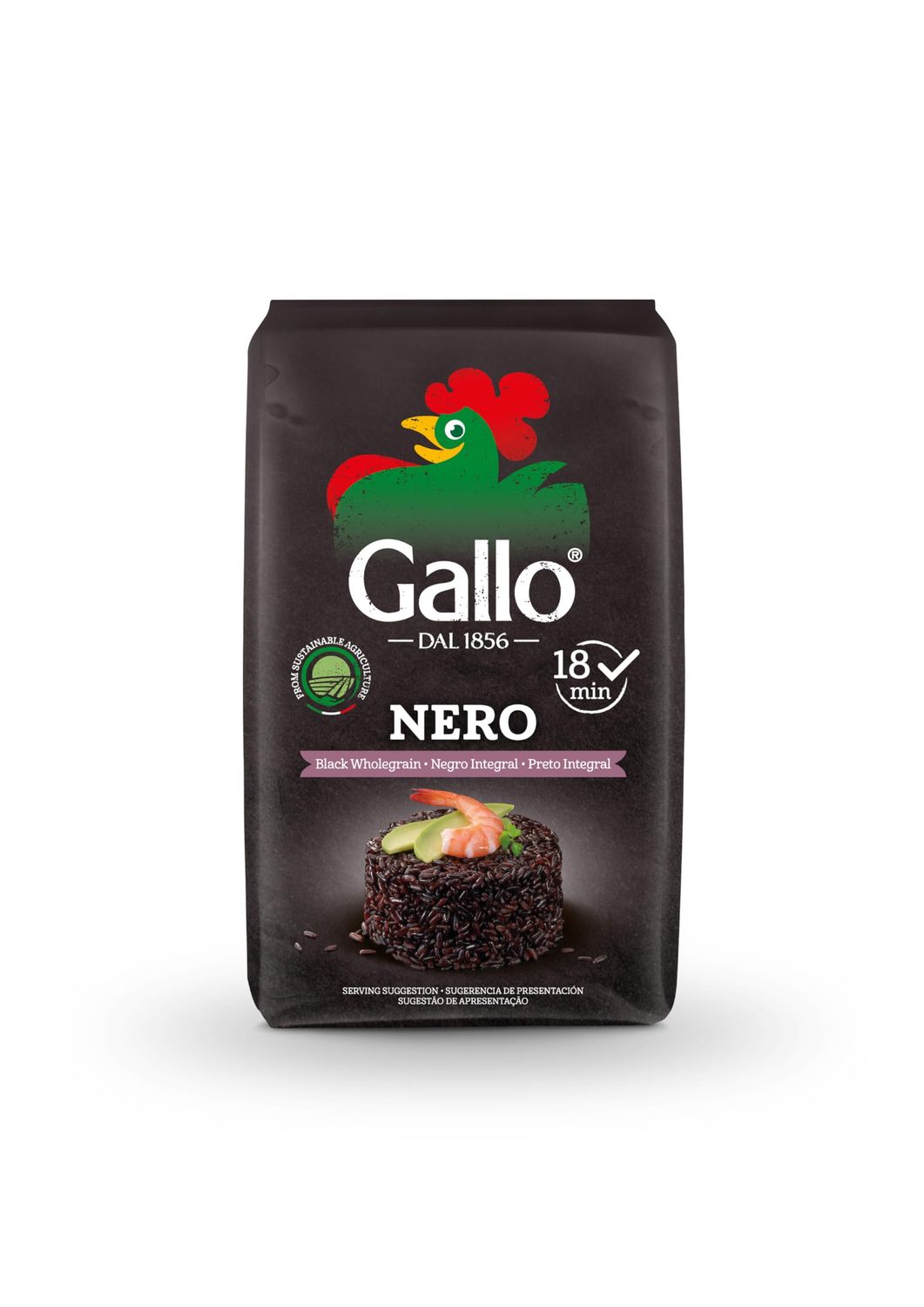 Riso Gallo Nero, Vegan Black Wholegrain Rice, Premium Gourmet Quality with Rich &amp; Nutritious Whole Grain, 500 g (Pack of 1)