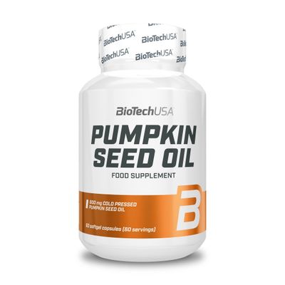 BioTechUSA Pumpkin Seed Oil Cold-Pressed 600mg per Softgel GMO-Free, 60 Capsules