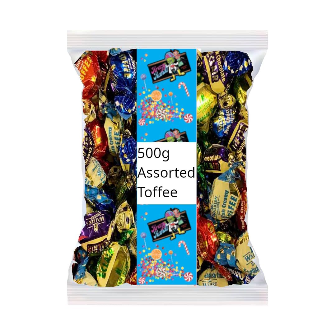 Walkers Assorted Toffee Bag - 500g Classic British Sweets &amp; Candies Perfect for Sharing, Parties &amp; Gifts Rich, Creamy Toffee Assortment